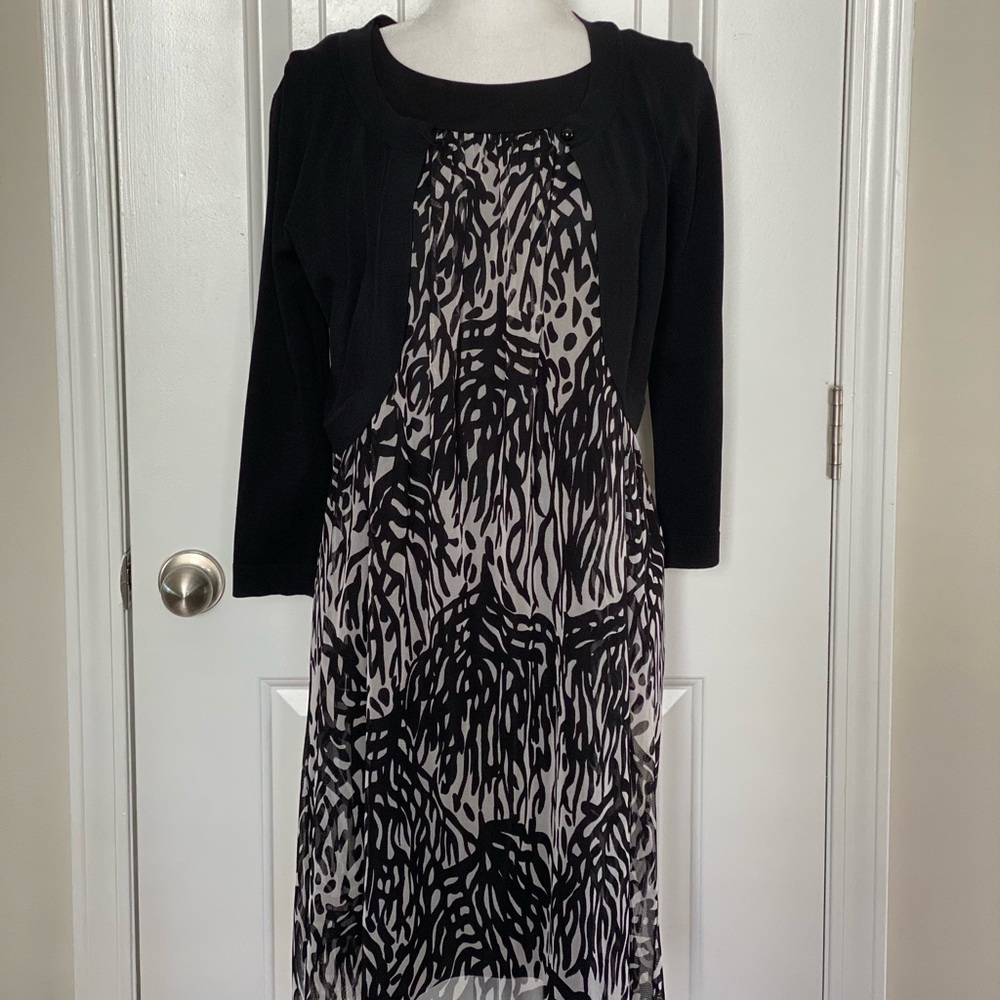 Black knee length dress with cardigan
